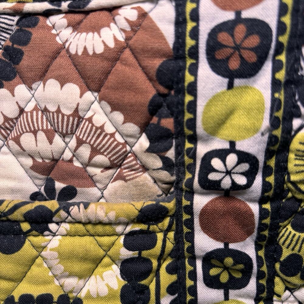 Vera Bradley Cocoa Moss Quilted Tote Bag Brown Yellow Floral Shoulder Purse - Picture 3 of 8
